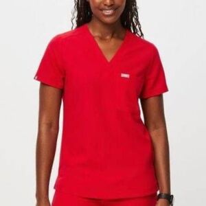 Figs LIMITED EDITION Catarina Scrub Top, POP RED, size Small